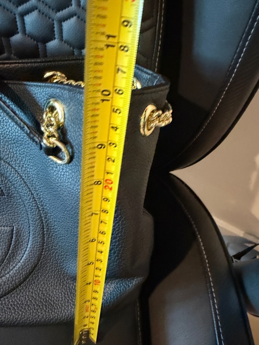 Black Leather Chain-Handle Women’s Tote - Gold Hardware - Picture 5 of 6